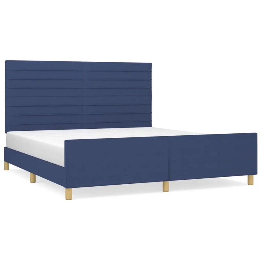vidaXL Bettgestell mit Kopfteil in Blau aus Stoff und Holz, B/T/H: 160 x 203 x 128 cm - Bild 2