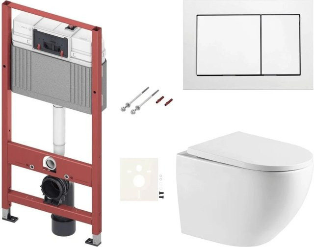 Tece Hänge-WC Set mit Wirbelspülung, WC-Sitz mit Absenkautomatik und Vorwandelement in Weiß - Bild 1