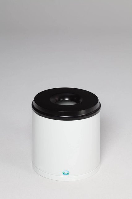 PROREGAL Selbstlöschender Papierkorb aus verzinktem Stahl in Weiß, H x B x T: 40 x 37 x 37 cm - Bild 1