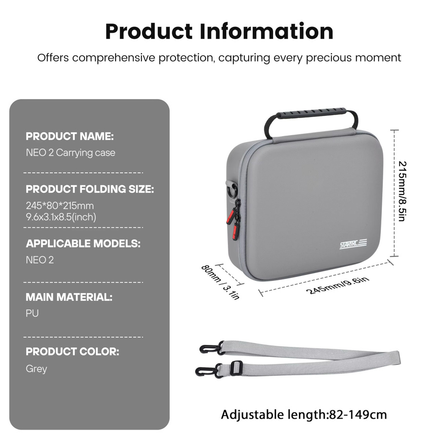 DJI Neo 2 Tragbare PU-Schultertasche und Handtasche in Grau für Drohne und Zubehör - Bild 2
