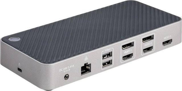 StarTech.com USB-C Dreifach Monitor Dockingstation in Grau mit HDMI, DisplayPort, 5x USB Hub, GbE und 100W Power Delivery, kompatibel mit Thunderbolt 3/4, unterstützt 4K UHD - Bild 1
