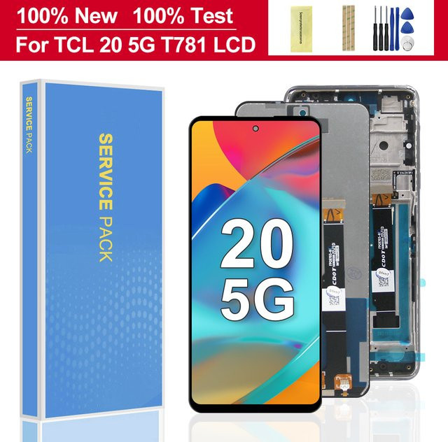 TCL 20 5G Ersatzdisplay mit Rahmen 6.67 Zoll LCD Touchscreen Baugruppe in Schwarz - Bild 1