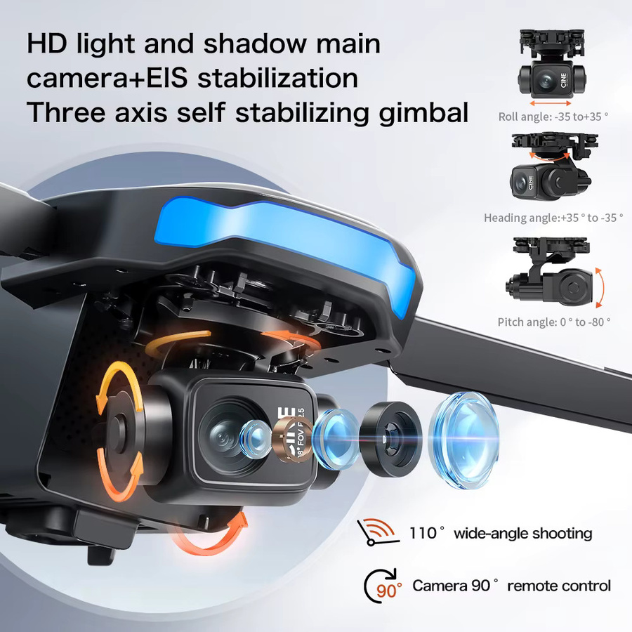 WDSZKMYF S-X1 MAX GPS-Drohne mit 4K-Kamera, 3-Achsen-Gimbal, FPV und großer Bildschirmsteuerung, Quadcopter in Schwarz - Bild 4
