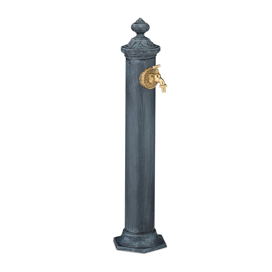 Relaxdays Standbrunnen aus Gusseisen und Stahl in Grau und Gold im Antik-Design, Höhe: 84 cm, Breite: 21,5 cm, Tiefe: 25 cm - Bild 2