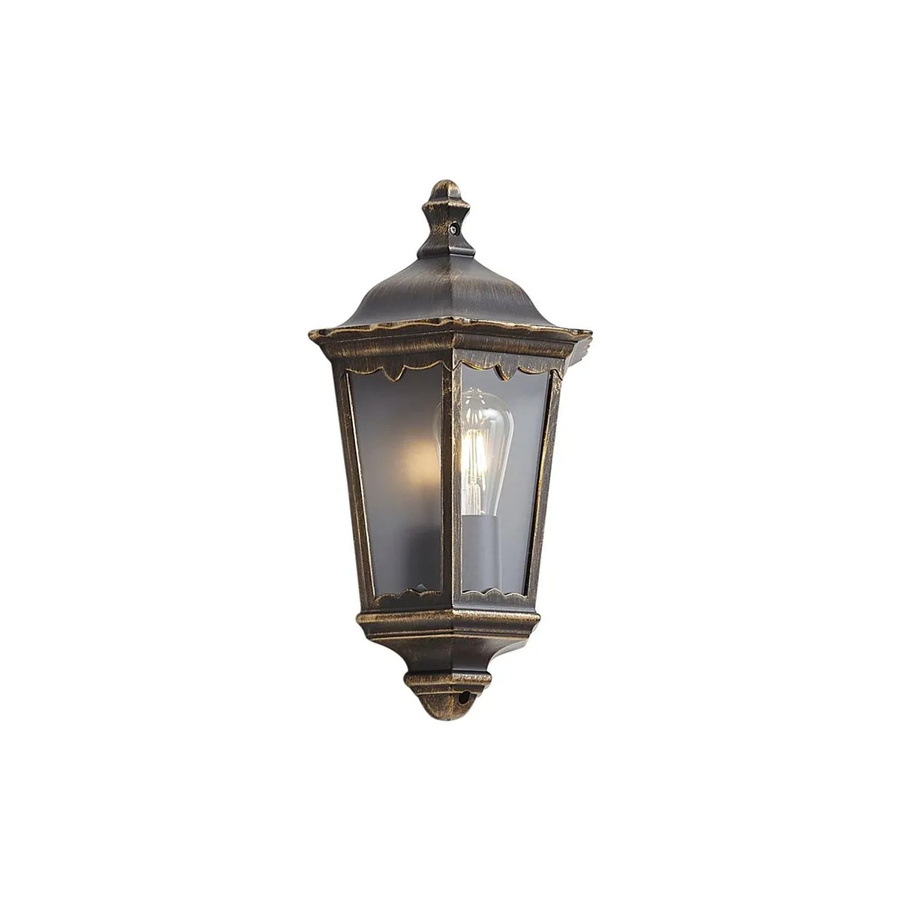 QAZQA Klassische Außenwandleuchte Havana Half in Gold/Messing mit Glas und IP44 Schutz für Fassade und Terrasse - Bild 2