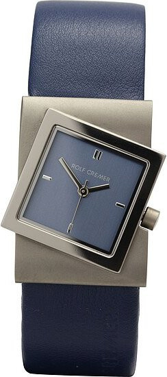 Rolf Cremer Damenuhr, Quarz, Titan, Eckig, Blau, Leder, 3 ATM - Bild 1