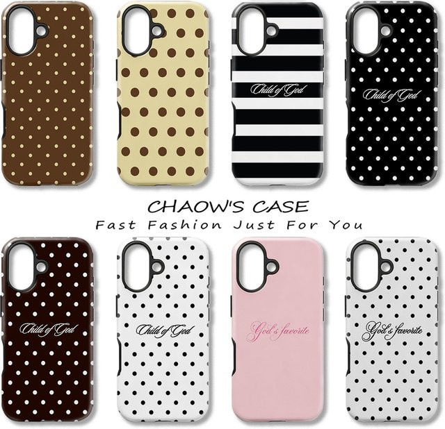 Retro Polka Dot und Gestreifte Handyhülle für Apple iPhone in Multicolour mit doppelschichtiger Rückabdeckung - Bild 1