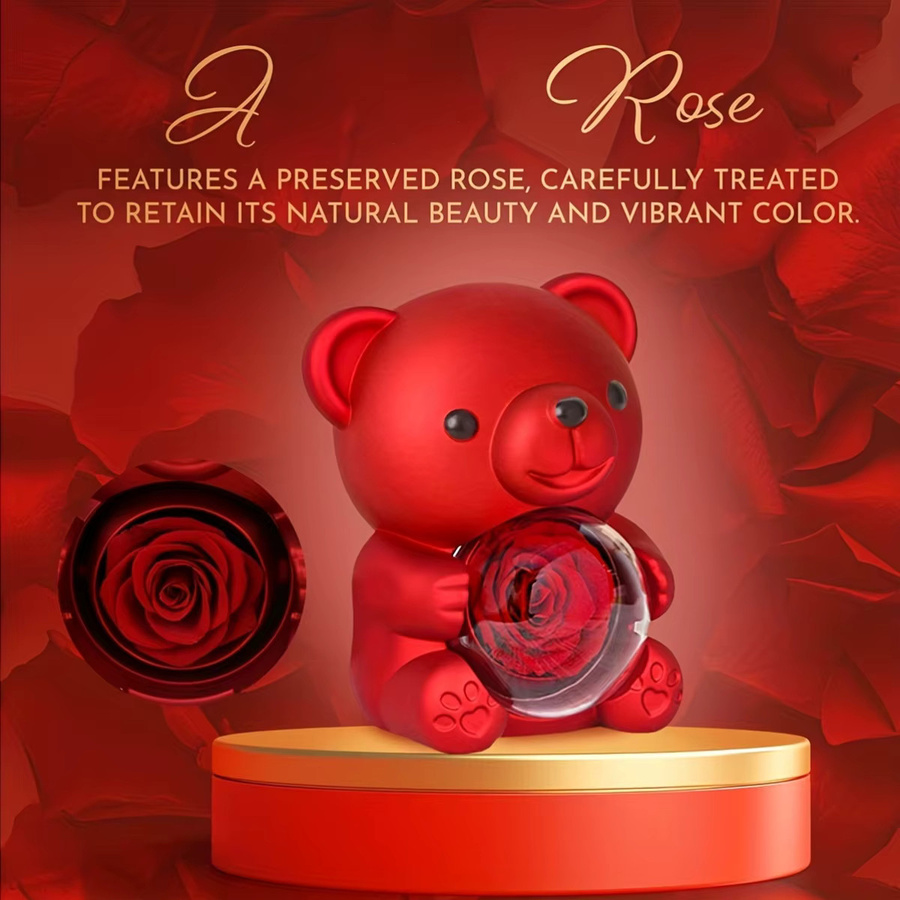 Halskette mit ewiger Rose in Teddybär-Geschenkbox - Bild 2