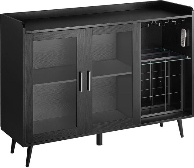 Modernes Buffet-Sideboard von Buying Solutions, MB als Weinschrank und Kaffeebar mit 9 Weinflaschenfächern, Schwarz, mit integrierter LED-Beleuchtung und Glasaufhängung - Bild 1