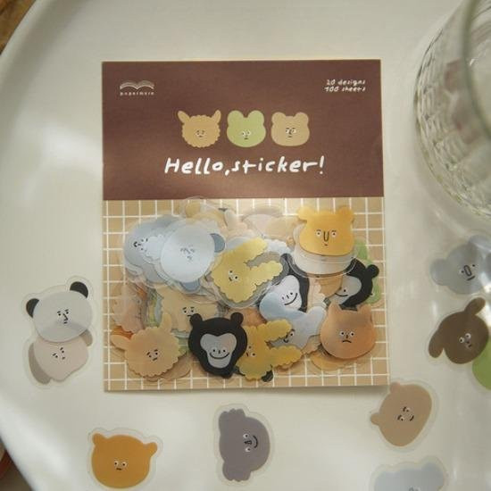 100 Stück PET Cartoon Tier Aufkleber mit Mikro-Ausdrücken in Multicolour für Scrapbooking und Journal Dekoration von Love Home Garden - Bild 1