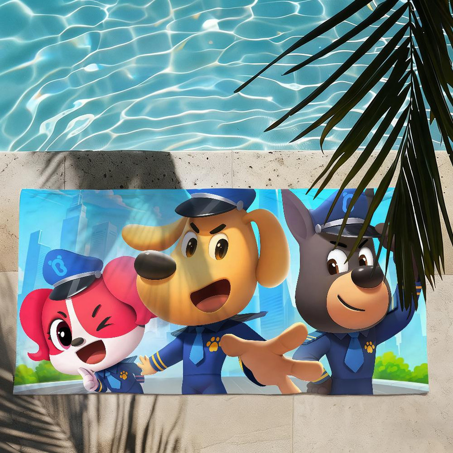 Schnelltrocknendes Cartoon Strandhandtuch für Kinder mit Labrador-Motiv, Mehrfarbig, Breite: 40 cm, Höhe: 60 cm - Bild 2