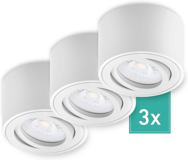 Oktaplex 3er Set Aufbauspots Lile S mit LED-Modulen, dimmbar, Warmweiß 3000K, Aluminium, Weiß - Bild 1