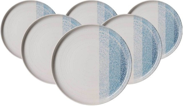 Ritzenhoff & Breker Frühstücksteller Trio aus Steinzeug, Blau gestreift, 6er Set, Durchmesser: 19,5 cm - Bild 1