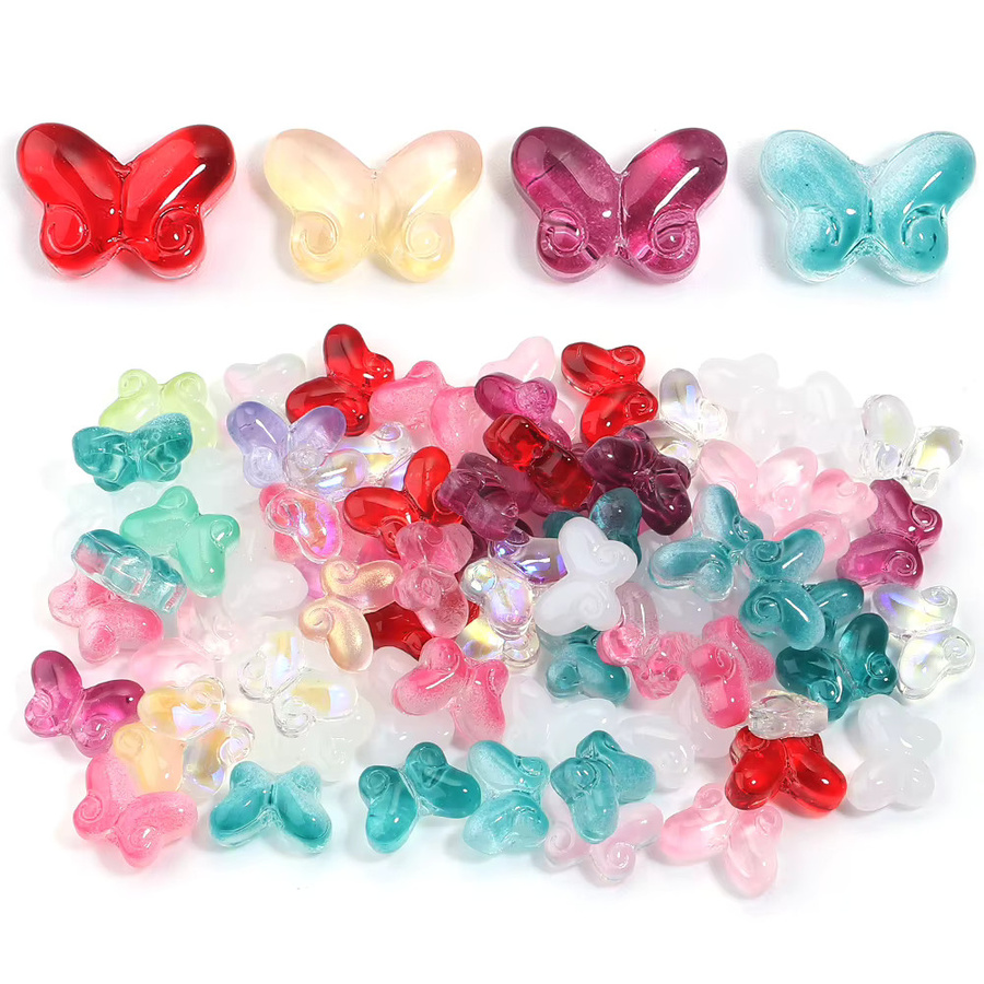 louleur Perlen Schmetterling, Glas, Bunt, 10x15mm - Bild 2