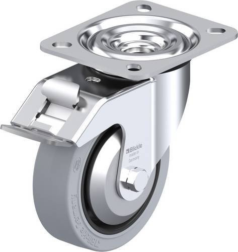 Blickle Lenkrolle L-POEV 100KAD-FI-SG-FA mit Feststeller, Rad-Durchmesser: 100 mm, Tragfähigkeit: 200 kg, Farbe: Grau/Schwarz/Silber - Bild 1