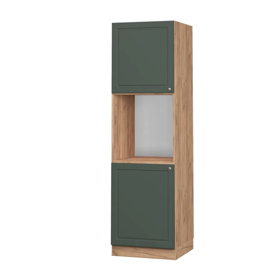 Vicco Herdumbauschrank Fame-Line in Dunkelgrün und Gold im Landhausstil mit Soft-Close-Türen und Regalböden, Breite: 60 cm, Höhe: 206 cm, Tiefe: 56,83 cm - Bild 2