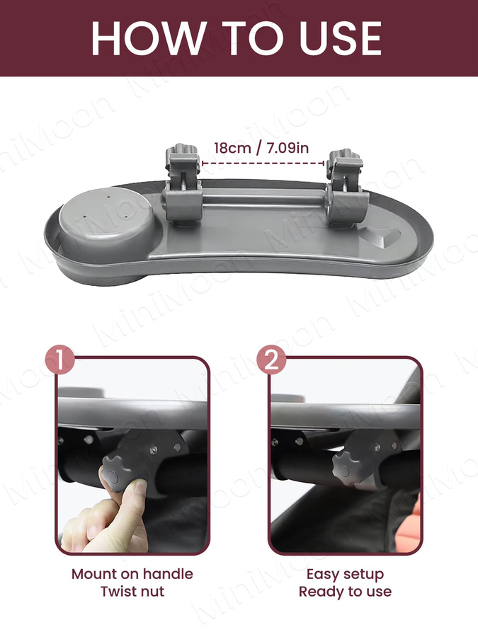 Kisslanding 3-in-1 Snack-Tablett für Kinderwagen mit verstellbarem Getränkehalter und Telefonschlitz, multifunktionaler Reise-Organizer, Schwarz - Bild 3