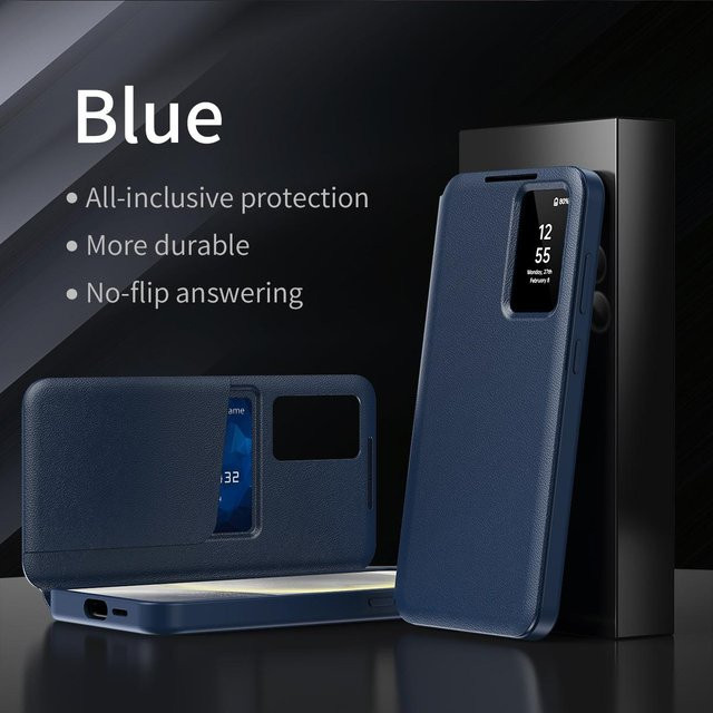 S-View Premium PU-Leder Brieftaschenhülle für Samsung Galaxy A57 5G in Blau - Bild 1