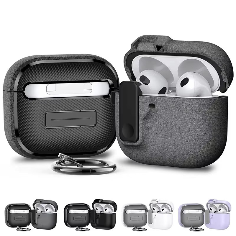 Schutzhülle mit Sicherheitsschloss für Apple AirPods Pro 1. und 2. Generation sowie AirPods 4, kabellose Kopfhörerhülle mit Stoßstange und Haken, grün/mehrfarbig - Bild 2