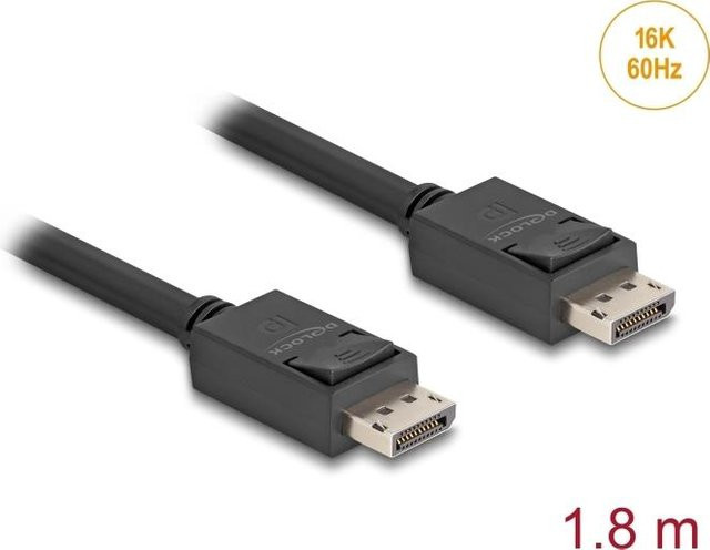 Delock DisplayPort 2.1 Kabel Schwarz, 1,8 m, unterstützt 16K 60 Hz und bis zu 80 Gbps Datentransferrate - Bild 2