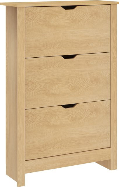 HOMCOM Schlanker Schuhschrank in Holzoptik mit 3 Klappfächern und verstellbaren Einlegeböden, Platz für 18 Paar Schuhe, Farbe: Braun, B/T/H: 72 x 26 x 112 cm - Bild 1