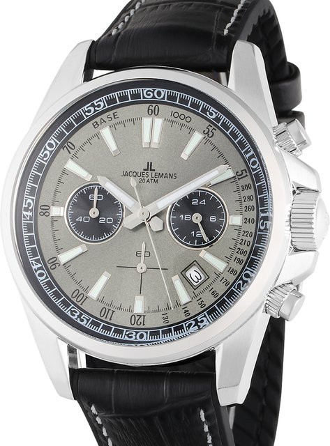 Jacques Lemans Chronograph, Quarz, Edelstahl, 44 mm, Leder, Herren - Bild 1