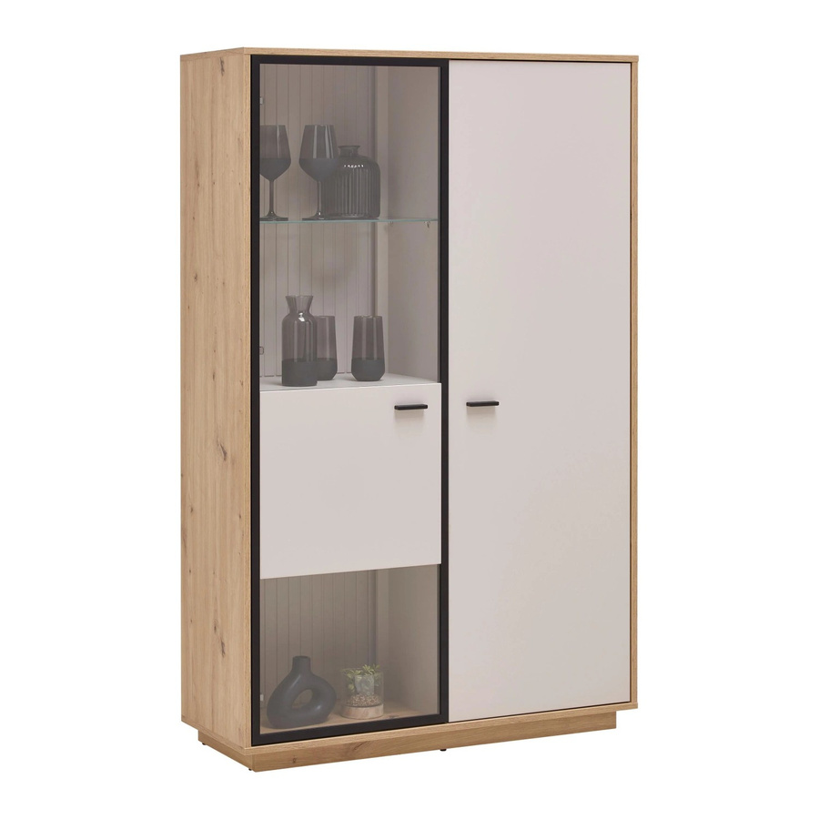 Premium Living Highboard Cremona in Kaschmir und Eiche Artisan mit Glastüren - Bild 2