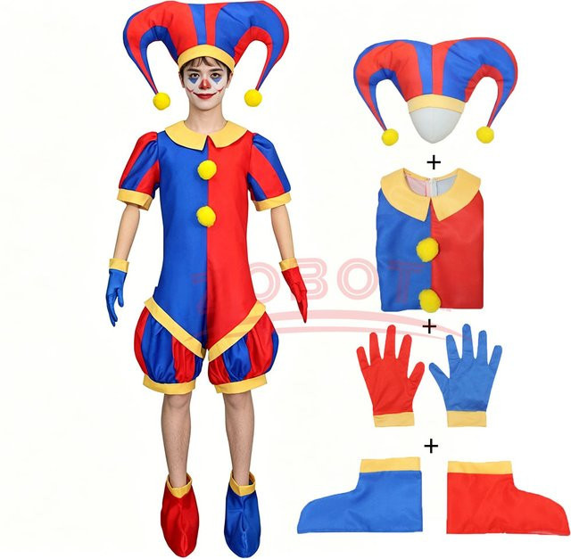 ZOBOTT Pomni Cosplay-Kostüm, Clown, 6-teiliges Set, Zubehör - Bild 1