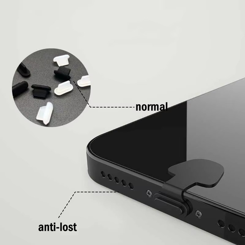Wasserdichte Silikon-Staubschutzabdeckungen für USB-C Ladeanschlüsse in Schwarz und Weiß - Bild 3