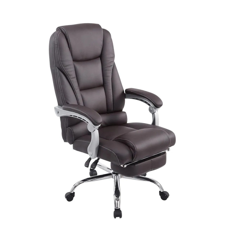 DELUKE Bürostuhl MIAMI Ergonomischer Stuhl aus Kunstleder in Braun mit Chromoptik Gestell, B/T/H: 118 x 68 x 64 cm - Bild 2