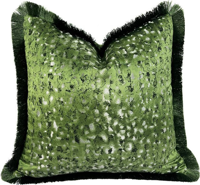 Moderner Samtkissenbezug von Hinyeatex in Grün mit grafischem Design, B/B: 45,7 x 45,7 cm - Bild 1