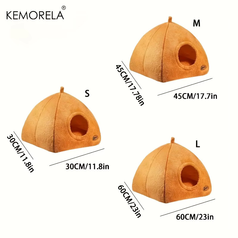 KEMORELA 2-in-1 Katzenhaus-Zelt für den Innenbereich mit weichem, abnehmbarem Kissen in Weiß und Grau - Bild 3