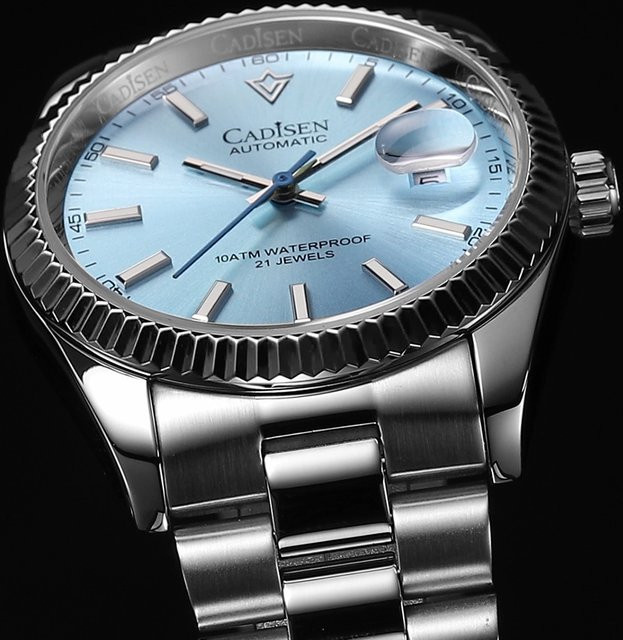 CADISEN Armbanduhr Automatik, Edelstahl, Blau, Gold, Herren - Bild 1