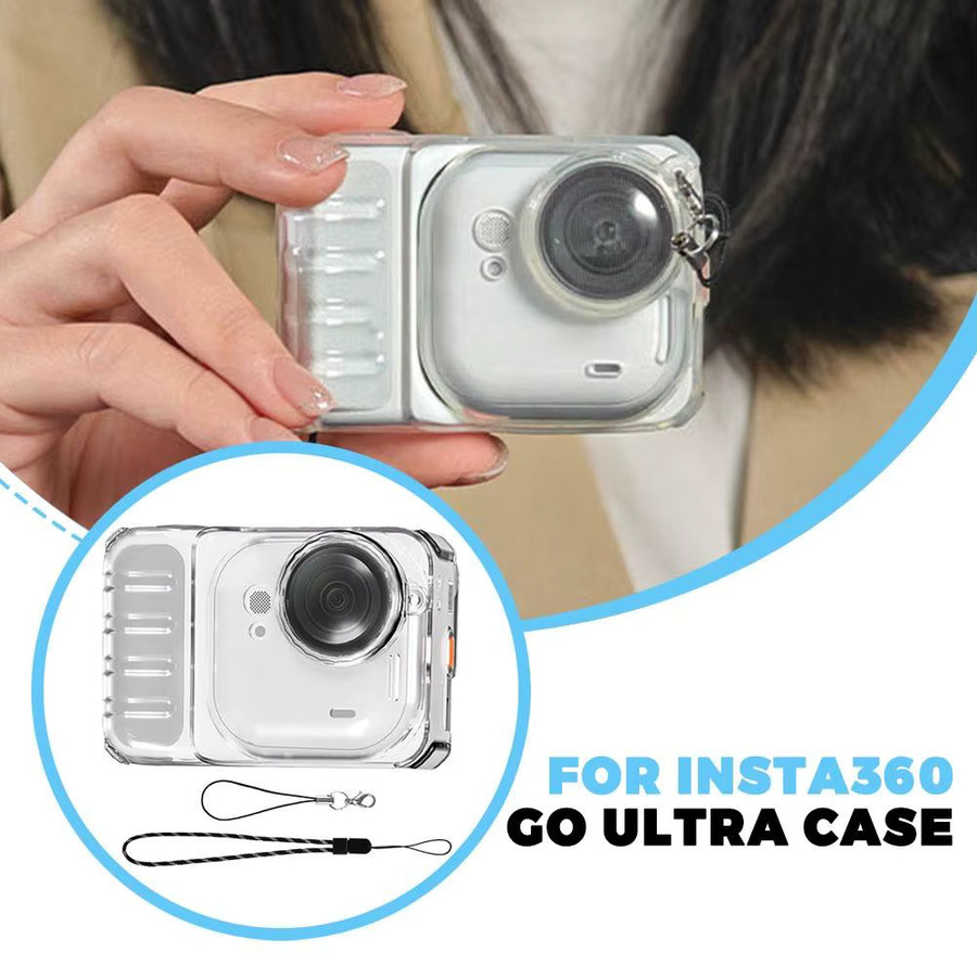 Insta360 Go Ultra Schutzhülle aus TPU mit Objektivkappe und Lanyard in Schwarz und Transparent - Bild 2