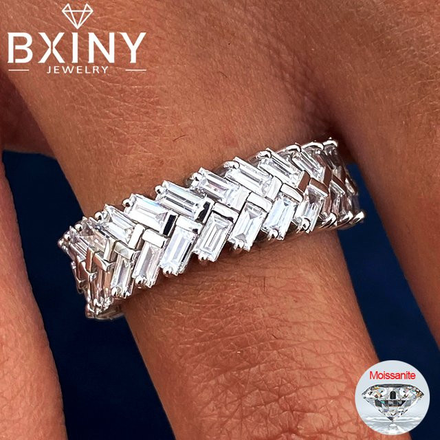 BXINY Moissanit-Ringe, 925 Silber, Diamant, Damen und Herren - Bild 1
