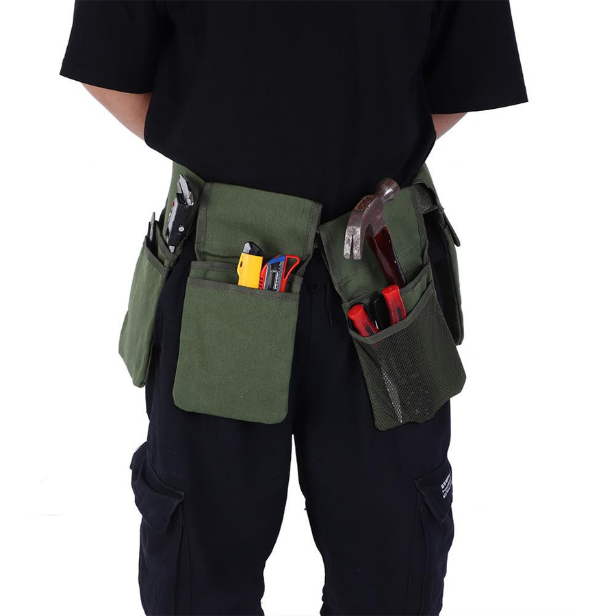 Segeltuc Gartenwerkzeugtasche Multifunktional mit 7 Taschen in Grün - Bild 5
