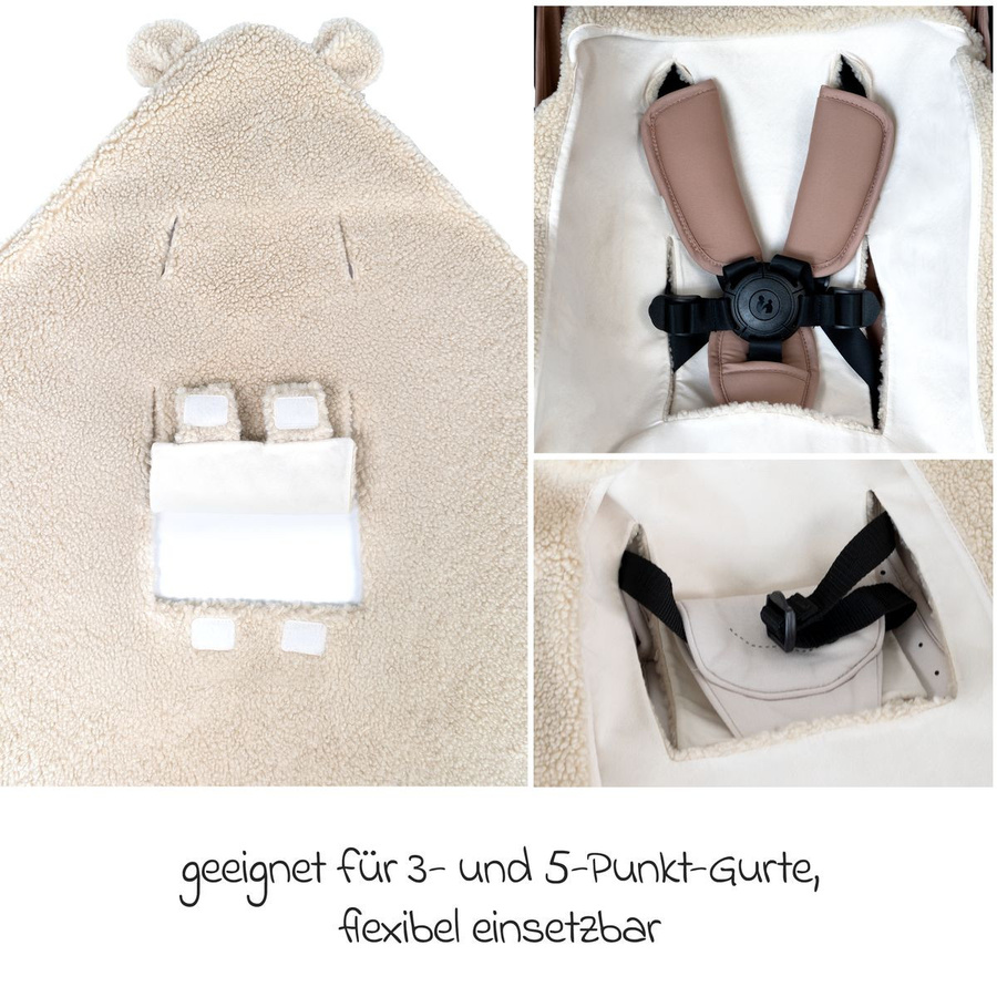 Zamboo Einschlagdecke Teddy für Babyschalen aus Baumwolle in Beige mit OEKO-TEX Standard 100 - Bild 4