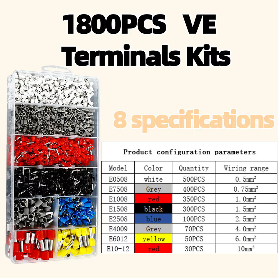 Multicolor Aderendhülsen Set mit 450 bis 1900 Stück für elektrische Rohre und Drahtkabel-Anschlüsse - Bild 2