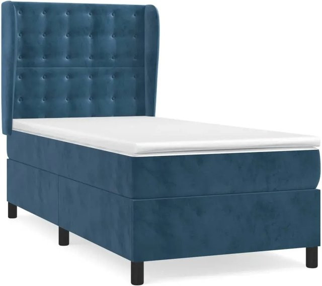 vidaXL Boxspringbett mit Matratze Dunkelblau Samt B/T/H: 90 x 200 cm - Bild 1