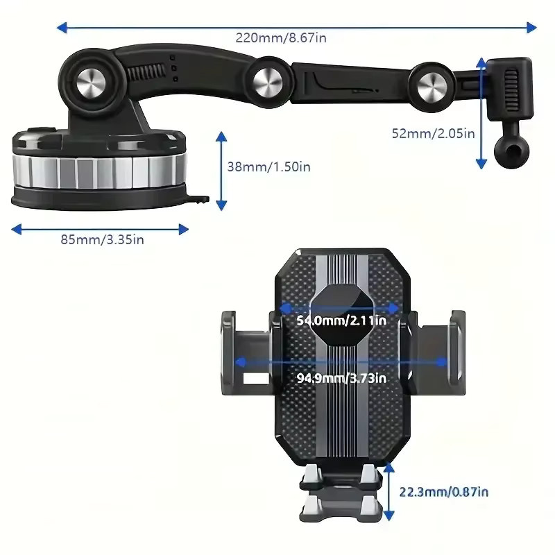 XMSJ Autotelefonhalter Schwarz für iPhone 14, 13, 12 Pro Max und Samsung - Bild 2