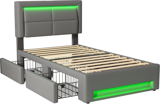 okwish Polsterbett für Kinderzimmer in Grau mit USB-Anschluss, B/T/H: 90 x 200 x 100 cm (ohne Matratze) - Bild 1