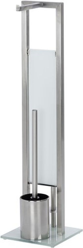 Wenko Stand-WC-Garnitur Rivalta mit WC-Bürste und Ersatzrollenhalter aus Edelstahl in Silber, Höhe: 70 cm, Breite: 18 cm, Tiefe: 20 cm - Bild 2
