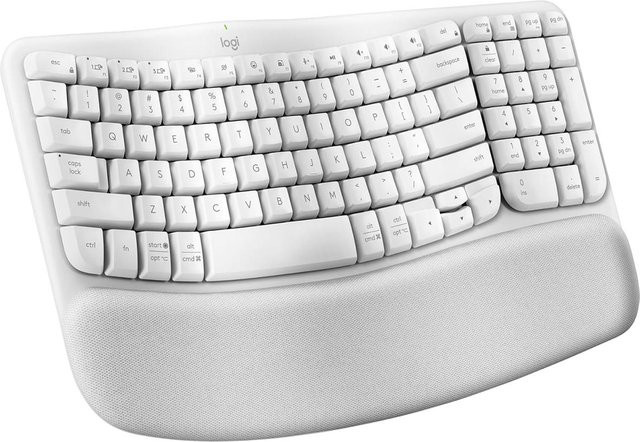 Logitech WAVE KEYS ergonomische Bluetooth-Tastatur mit Handballenauflage in Weiß - Bild 1