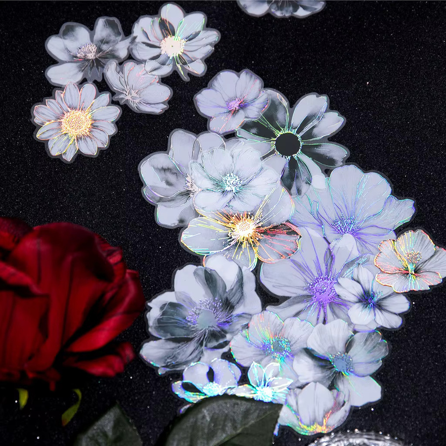 Journamm 20 Stück Blumenaufkleber in Gold mit Goldfolienprozess für Scrapbooking und Junk Journaling - Bild 2
