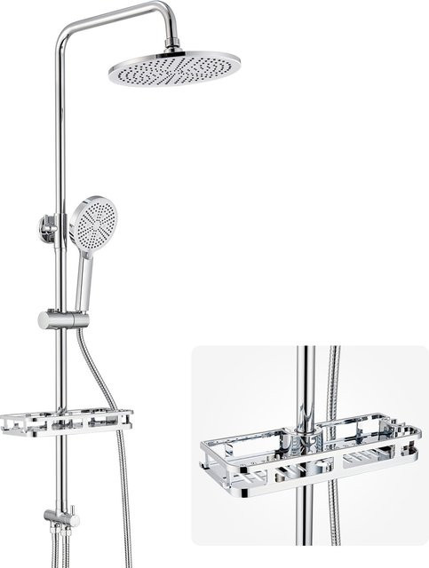 CECIPA max Duschsäule in Chrom mit 25 cm Kopfbrause, 4-Strahl-Handbrause und Seifenablage - Bild 1