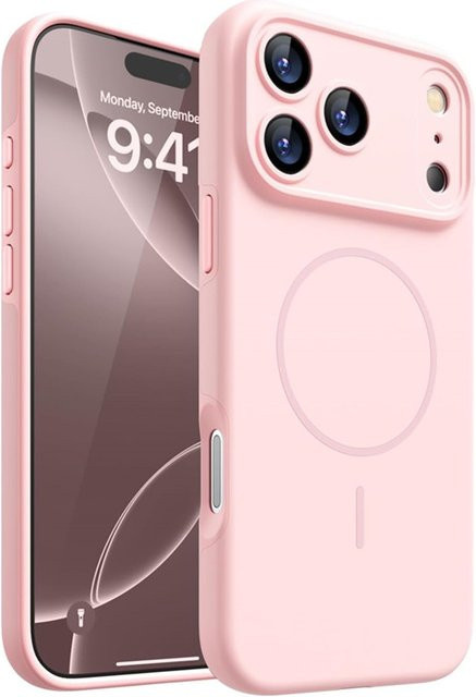 Magnetische Silikon-Schutzhülle mit MagSafe Kompatibilität für Apple iPhone 17 Air 16 15 14 13 12 Pro Max Plus in Beige und Pink - Bild 1