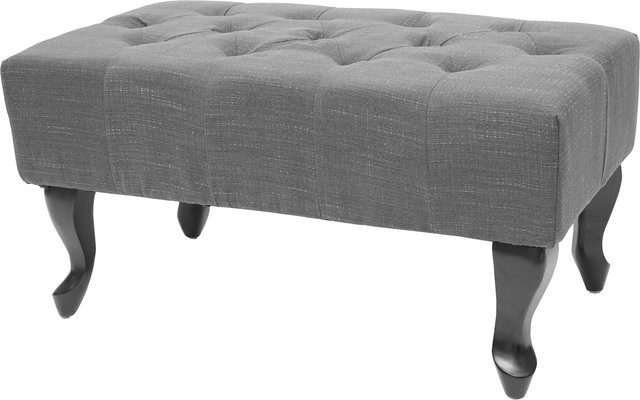 MCW Ottomane Chesterfield Oxford Sitzhocker in Dunkelgrau mit Rautenmuster, B/T/H: 77 x 39 x 47 cm - Bild 1
