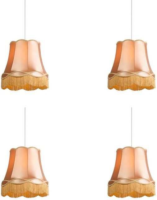 QAZQA Set mit 4 Retro Hängelampen in Gold, dimmbar, Stoffschirm, E27, Höhe: 45 cm - Bild 1