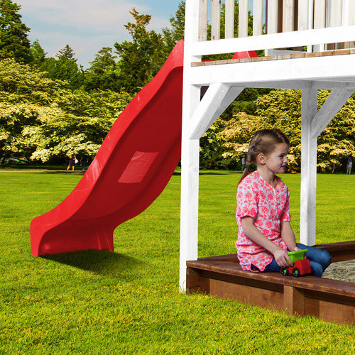 Axi Liam Spielturm mit Roxy Nestschaukel und Rutsche, Holz, B/H/T: 613 x 291 x 277 cm, Braun/Weiß/Rot - Bild 3