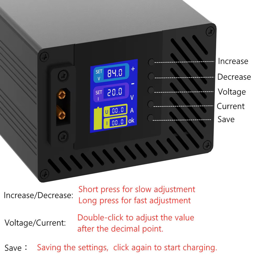 Southrol Lithium-Batterieladegerät für Li-Ion und LiFePO4 als Schnellladegerät für verschiedene Spannungen von 20A bis 72V - Bild 2